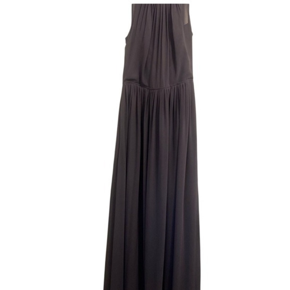 Bill Levkoff Size 6 Slate Gray Chiffon Halter Neck Bridesmaid Formal Dress 82955